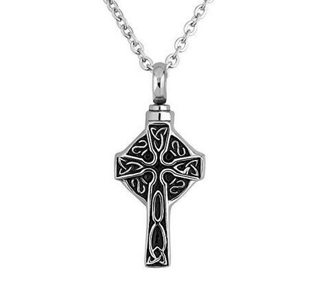 Vintage Fashion Celtic Cross Urn Stainless Necklace