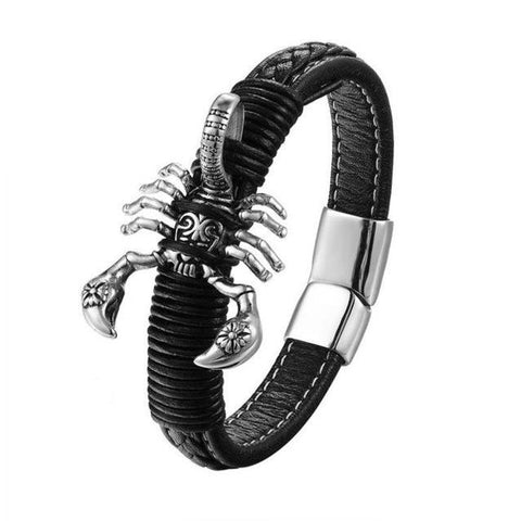 3D Scorpion Charm Rope Leather Bracelet