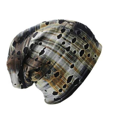Tattered Design Polyester Slouch Beanie (4 Available Color)