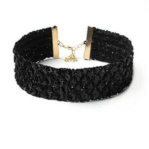 Black Sequin Fashion Choker Necklace