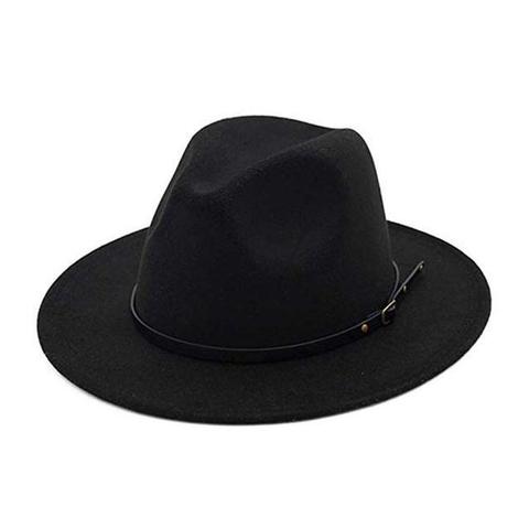 High Crown black Leather Belt Felt Fedora (11 Available Colors)