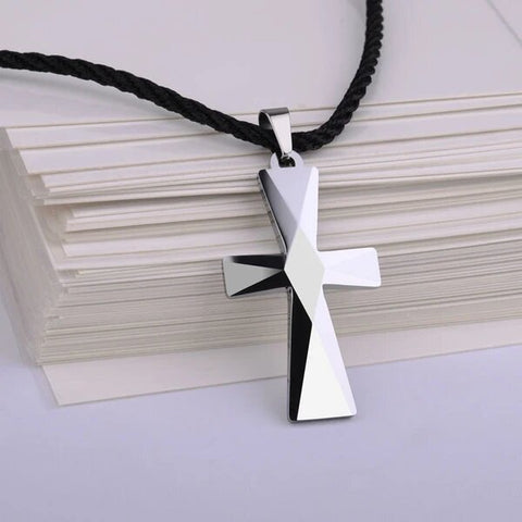 Tungsten Carbide Cross 3D Pendant Necklace