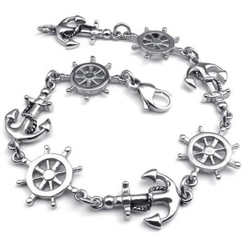 Stainless Steel Love Anchor and Helm Charm