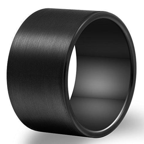 14mm Brushed Pipe Cut Black Tungsten Ring