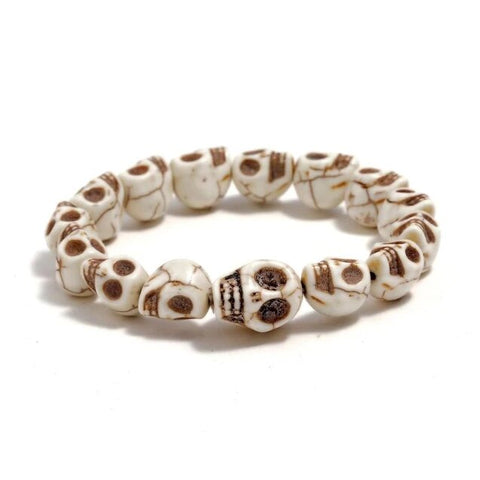 3D Skull White Stone Elastic Bracelet