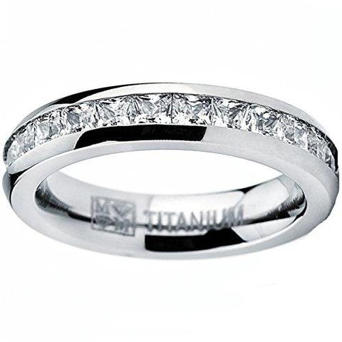 High Polish Princess Cut Eternity Titanium Thumb Ring