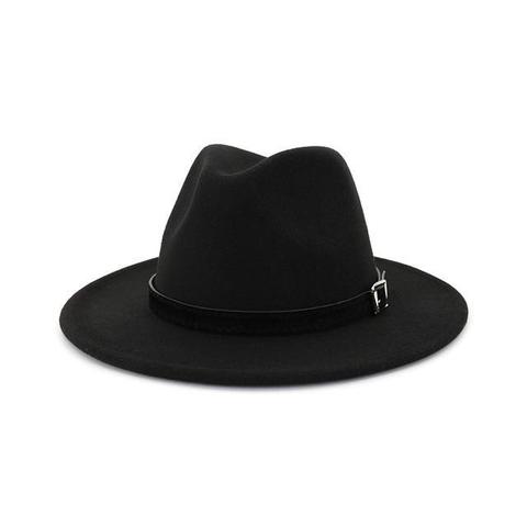 Sleek Black Leather Belt Hatband Fedora (16 Available Colors)