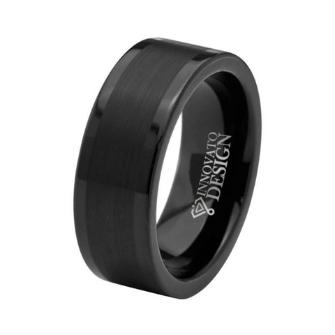 Dual Polish Black Tungsten Wedding band 