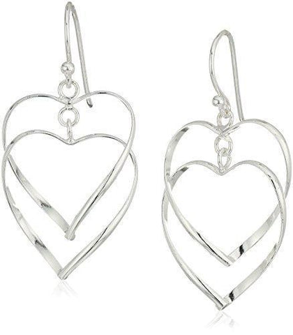 Sterling Silver Double Heart Hook Earring