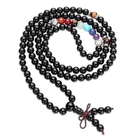 Black Obsidian Mala Bead Wrap Bracelet