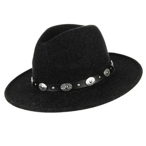 Polyester Oval Silver Stud Leather Hatband Fedora (7 Available Colors)