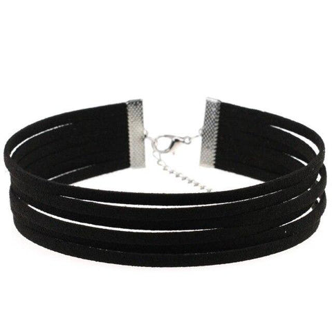 Multi-Strand Suede Leather Choker Necklace