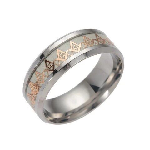  Freemason Luxury Silver Ring with Gold Engravings