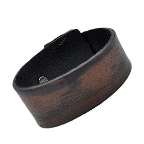 Rustic Plain Wide Leather Cuff Bracelet 