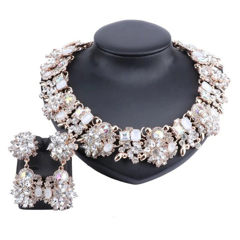 2PC Crystal Cluster Fashion Jewelry Collection 