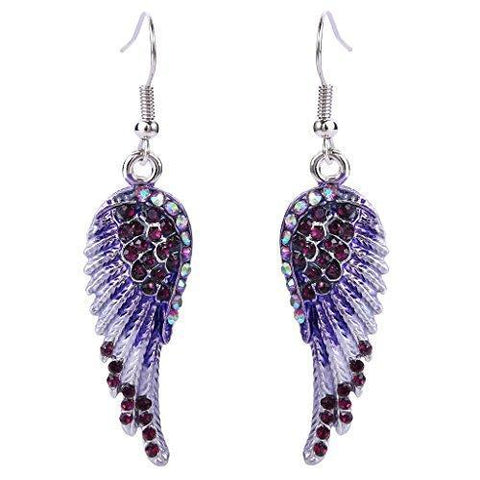 Colorful Crystal Angel Wing Hook Fashion Earrings 