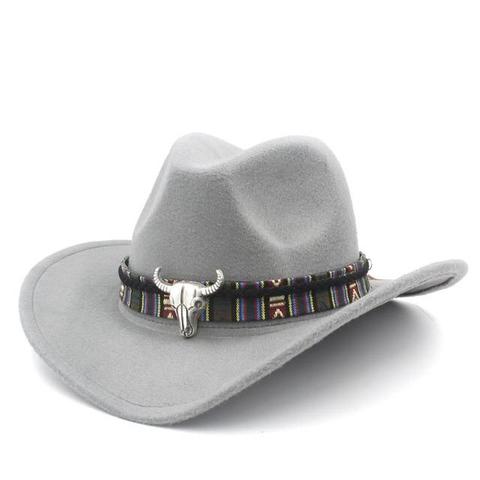 Wide Brimmed Bull Skull Colored Suede Cowgirl Hat (9 Available Colors)