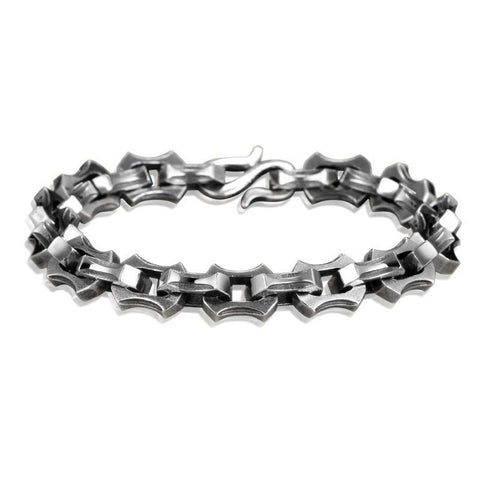 Sterling Silver Spike Edge Chain Men's Bracelet