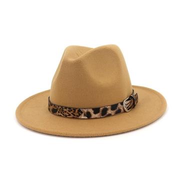 Classic Flat Brimmed Leopard Print Felt Hat (12 Available Color)