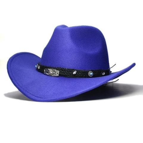 Ornamented Interlaced Rope Colored Wool Cowgirl Hat (9 Available Colors + Kid Sizes)