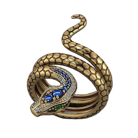 Gold Serpent Colored Zirconia Fashion Ring