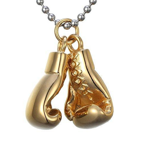 Gold Plated Stainless Steel Boxing Gloves Pendant Necklace