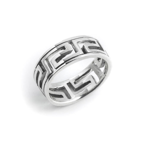 Sterling Silver Greek Key Ring 