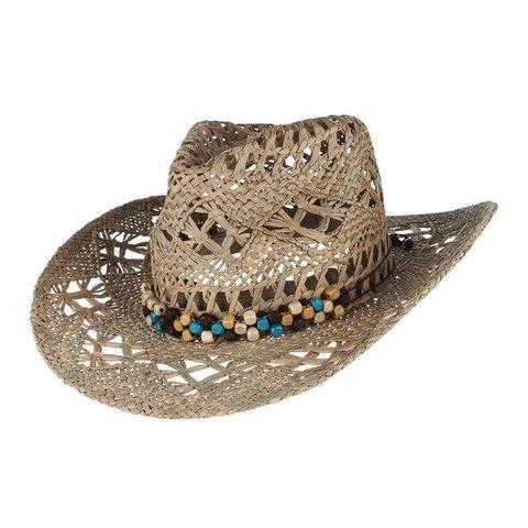 Beach Beaded Rope Brown Straw Cowgirl Hat (3 Available Models)