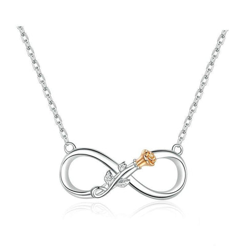 Sterling Silver Infinity Gold Rose Pendant Necklace