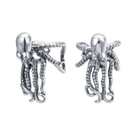 Sci-fi Octopus Stainless Steel Cuff Earrings