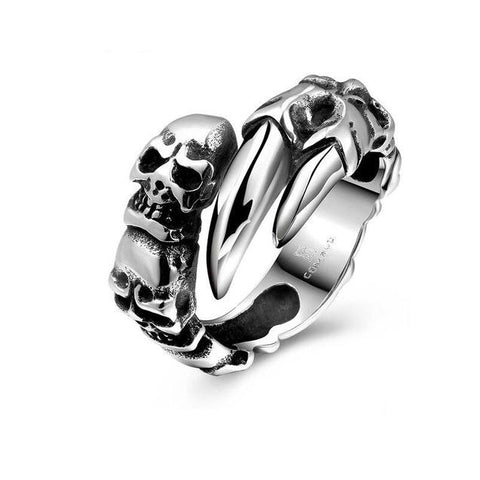 Stainless Steel Skull Claw Open Ring