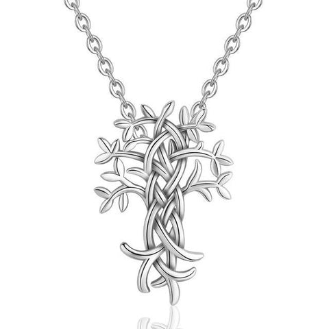 Modern Tree of Life Sterling Silver Pendant Necklace