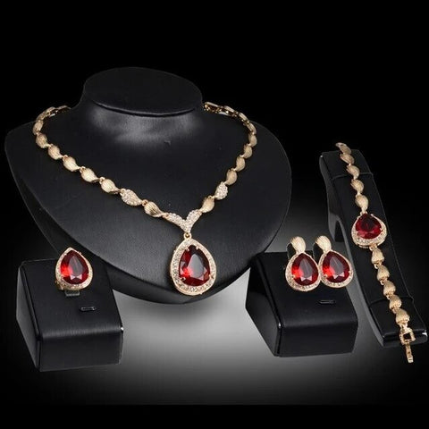 4PC Gold Plated Stainless Statement Jewelry Set 