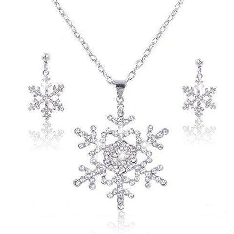 Earring & Necklace Snow Silver-Tone Crystal Jewelry Set