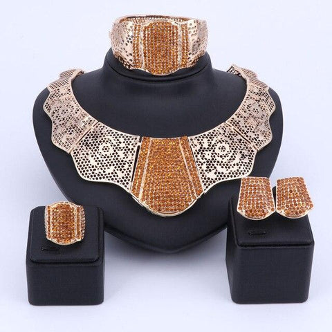 Crystal Pave Vintage Egyptian Inspired Statement Jewelry Set