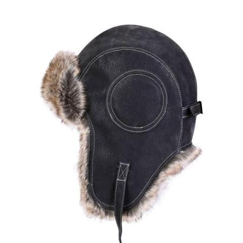 Faux Leather Fur Aviator Hat (