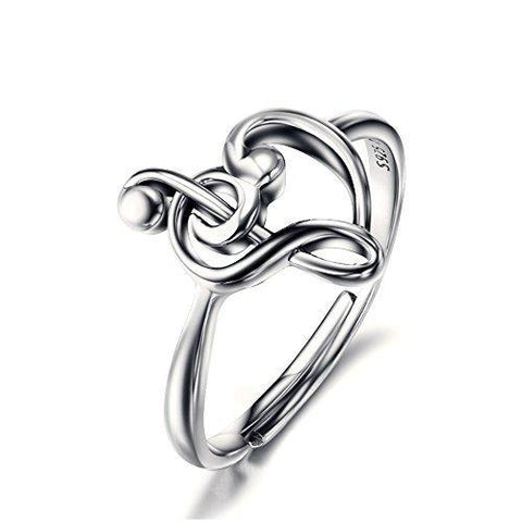 Sterling Silver Music Heart Knot Ring