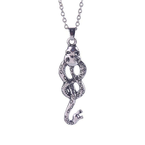 Sterling Silver Hanging Serpent Ankh Necklace