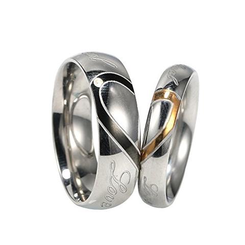 Real Love Black Gold Heart Stainless Steel Wedding Ring