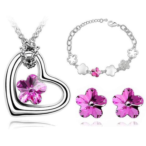 3PC Flower Crystal Jewelry Gift Set 
