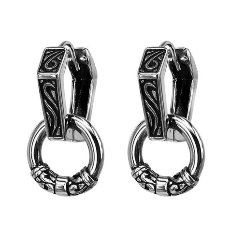 Stainless Steel Punk Double Hoop Earrings For Men