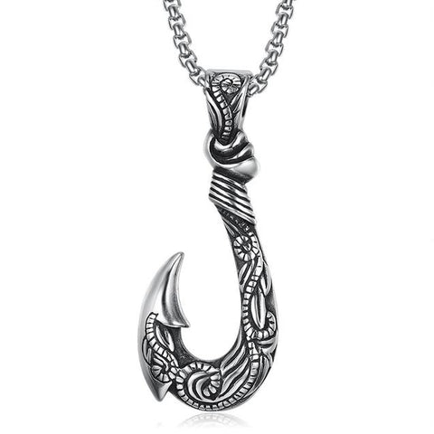Tribal Rope Engraved Maui's Hook Necklace