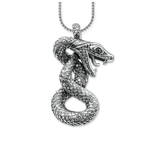 3D Coiled Serpent Sterling Silver Necklace