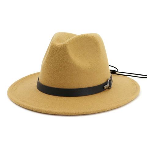 Colored Felt Black Leather String Belt Cowgirl Hat (15 Available Colors)