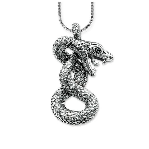 3D Curled Viper Sterling Silver Necklace 