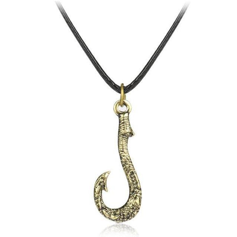 Tribal Silver or Gold-Plated Fishhook Rope Necklace