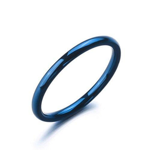 Slim Blue Anodized Stainless Ring