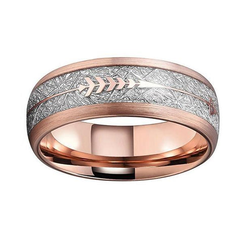  Tungsten Ring with Rose Gold and Arrow Inlay