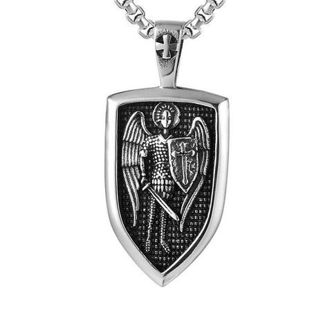 Archangel Knight Shield 316L Stainless Steel Necklace