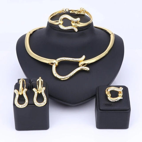 4PC Omega Plated Stainless Statement Jewelry Set